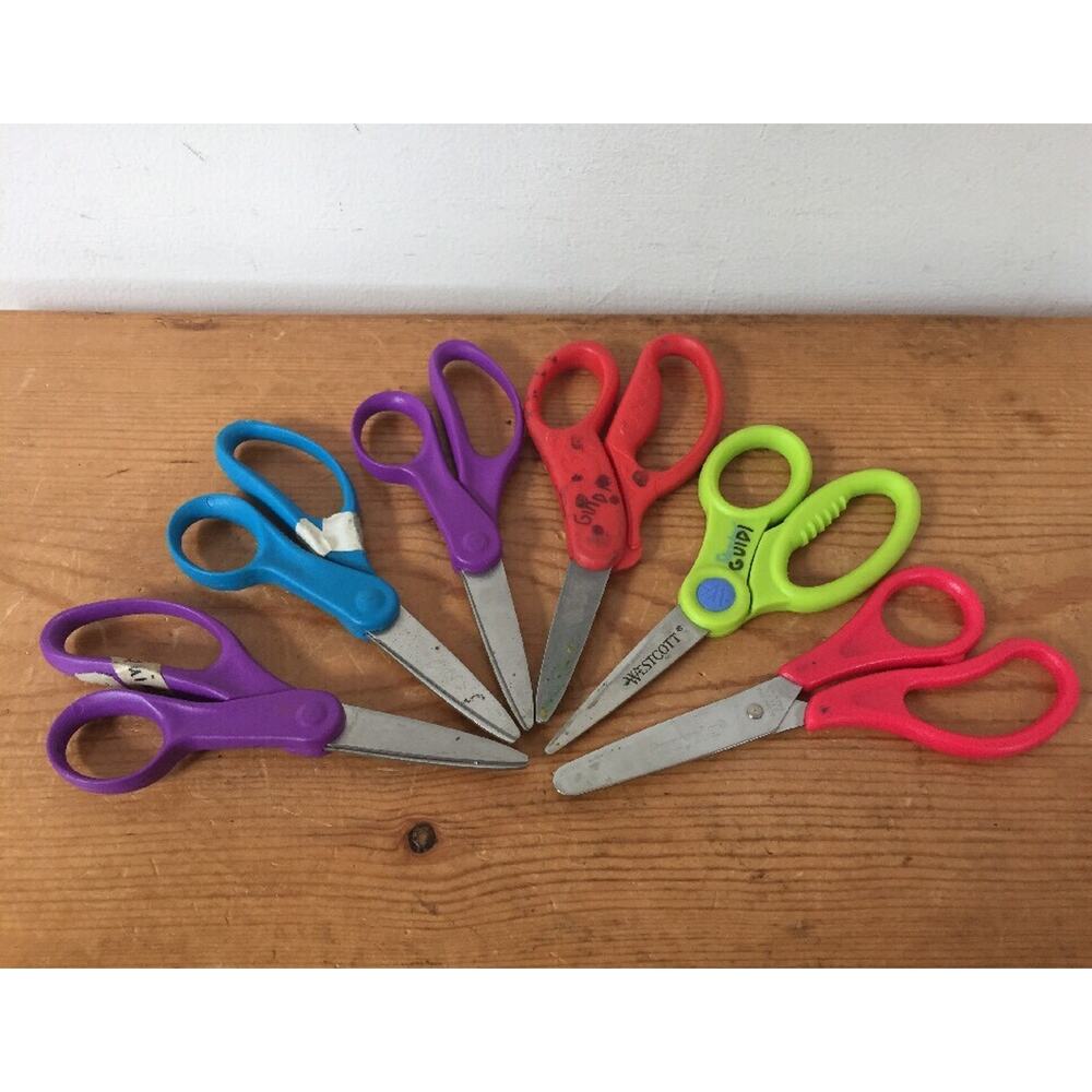 Lot Of 6 Fiskars Westcott Crayola Right Handed Multi Use Kids Craft Scissors